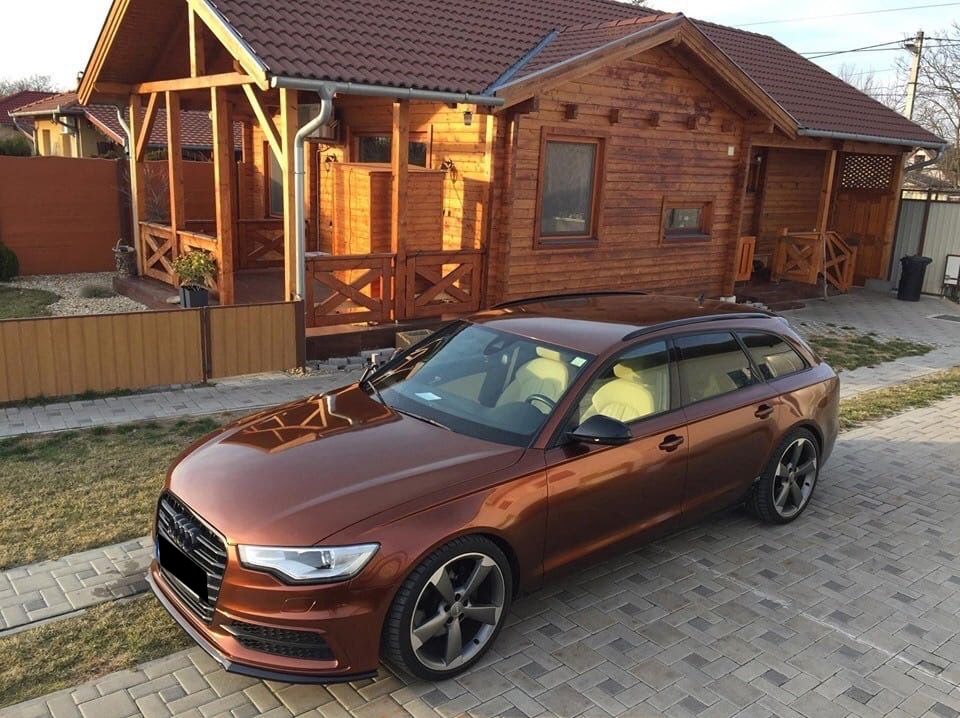 Оклейка пленкой Audi цвет candy metallic RB10 Amber brown